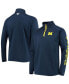 Men's Navy Michigan Wolverines Terminal Tackle Fleece Raglan Omni-Shade Quarter-Zip Jacket