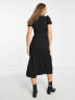 ASOS DESIGN short sleeve midi tea dress with twist front and buttons in black