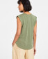 Фото #4 товара Women's Scoop-Neck Rolled-Sleeve T-Shirt, Created for Macy's