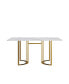 Фото #10 товара 63" Modern Artificial Stone White Straight Edge Golden Metal Leg Dining Table -6 People