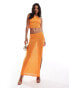 ASOS DESIGN co-ord textured maxi skirt in orange