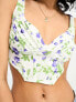 Vila ruched bodice top with blue florals