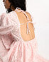 Фото #3 товара Glamorous tie back puff sleeve midi smock dress in pink organza