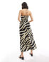 ASOS DESIGN shirred halter neck maxi dress in abstract print