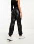 Фото #4 товара Stradivarius faux leather jogger in black