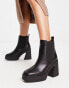 Simply Be Wide Fit platform heeled chelsea boots in black