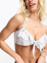 Фото #7 товара ASOS DESIGN Fuller Bust frill crop bikini top in wallpaper floral print