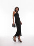 Topshop cross front midi dress in black