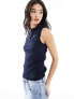 Фото #1 товара Armani Exchange knitted vest with half zip in navy