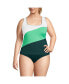 Фото #2 товара Women's Plus Size Square Neck Underwire Tankini Swimsuit Top Adjustable Straps