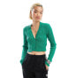 Glamorous fitted cable knit cardigan in green