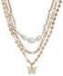 Gold-Tone Mother-of-Pearl Butterfly Layered Convertible Pendant Necklace, 15-1/2" + 3" extender
