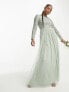Фото #7 товара Maya Petite Bridesmaid long sleeve maxi dress with delicate sequin in sage green