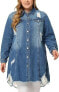 Agnes Orinda Jean Jacket for Women Plus Size Distressed Oversized Denim Size 3X