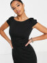 Фото #3 товара Closet London Petite puff shoulder pencil dress with bodice detail in black