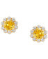 ფოტო #1 პროდუქტის Citrine (3/4 ct. tw.) & Lab-Grown White Sapphire (5/8 ct. t.w.) Halo Stud Earrings in 14k Gold