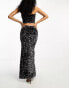 Фото #4 товара 4th & Reckless sequin thigh split maxi skirt co-ord in black