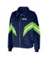 Women's College Navy Seattle Seahawks Plus Size Yarn Dye Stripe Full-Zip Jacket