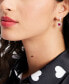 ფოტო #4 პროდუქტის Gold-Tone White-Framed Red Crystal Heart Charm Huggie Hoop Earrings