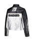 Фото #3 товара Women's Black Las Vegas Raiders Faux Leather Full-Zip Racing Jacket
