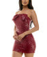 Фото #3 товара Juniors' Sequin Bow Strapless Bodycon Dress