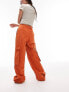 Фото #4 товара Topshop high waist oversized straight leg pocket cargo trouser in orange