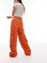 Topshop high waist oversized straight leg pocket cargo trouser in orange