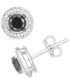 ფოტო #1 პროდუქტის Black Diamond (7/8 ct. t.w.) & White Diamond (1/10 ct. t.w.) Halo Stud Earrings in Sterling Silver