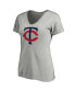Фото #3 товара Women's Heathered Gray Minnesota Twins Core Official Logo V-Neck T-shirt