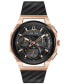 ფოტო #1 პროდუქტის Men's Chronograph Curv Black Rubber Strap Watch 44mm