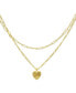 ADORNIA paper Clip and Figaro Heart Chain Set Necklace