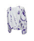 Фото #4 товара Women's Threads White Los Angeles Lakers Aquarius Tie-Dye Cropped V-Neck Long Sleeve T-shirt