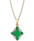 ფოტო #1 პროდუქტის Emerald (1-1/8 ct. t.w.) & Diamond (1/10 ct. t.w.) Cluster 18" Pendant Necklace 10k Gold