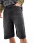 Фото #4 товара ASOS DESIGN long length denim jorts with panels in washed black