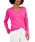 ფოტო #1 პროდუქტის Women's Button-Cuff V-Neck Sweater, Created for Macy's