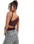 ASOS DESIGN ribbed asymmetric vest with cut out in chocolate