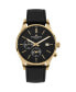 ფოტო #1 პროდუქტის Men's London Watch with Leather Strap, Solid Stainless Steel IP Gold, 1-2125