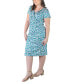 ფოტო #5 პროდუქტის Plus Size Short Sleeve V-neck Faux Wrap Dress