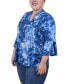 ფოტო #3 პროდუქტის Plus Size Pleat Front Y-Neck Top