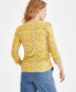 Фото #2 товара Petite Cotton Floral-Print 3/4-Sleeve Top, Created for Macy's