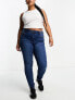 Noisy May Curve Callie high waisted skinny jeans in mid blue wash