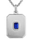 ფოტო #1 პროდუქტის Lab-Created Sapphire (5/8 ct. t.w.) & Diamond (1/10 ct. t.w.) Halo Dog Tag 22" Pendant Necklace in Sterling Silver, Created for Macy's
