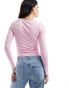 Фото #8 товара ASOS DESIGN slash neck bow ribbon top in pink