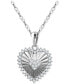 ფოტო #1 პროდუქტის Cubic Zirconia Textured Heart Pendant Necklace in Sterling Silver, 16" + 2" extender, Created for Macy's