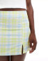 Фото #2 товара ASOS DESIGN poplin split front mini skirt in green pop check co ord