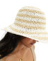 Фото #2 товара Accessorize stripe straw bucket hat in white/natural