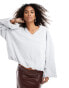 ASOS DESIGN v neck plunge bubble hem sweatshirt in ice marl