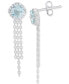 ფოტო #1 პროდუქტის Blue Topaz (1-1/4 ct. t.w.) & Lab grown White Sapphire (1/6 ct. t.w.) Cushion Halo Chain Drop Earrings in Sterling Silver