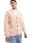 Фото #1 товара ASOS DESIGN knitted fisherman rib cardigan in light pink