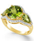 ფოტო #1 პროდუქტის Peridot (4-3/8 ct. t.w.) and Diamond (3/8 ct. t.w.) Three-Stone Ring in 14k Gold